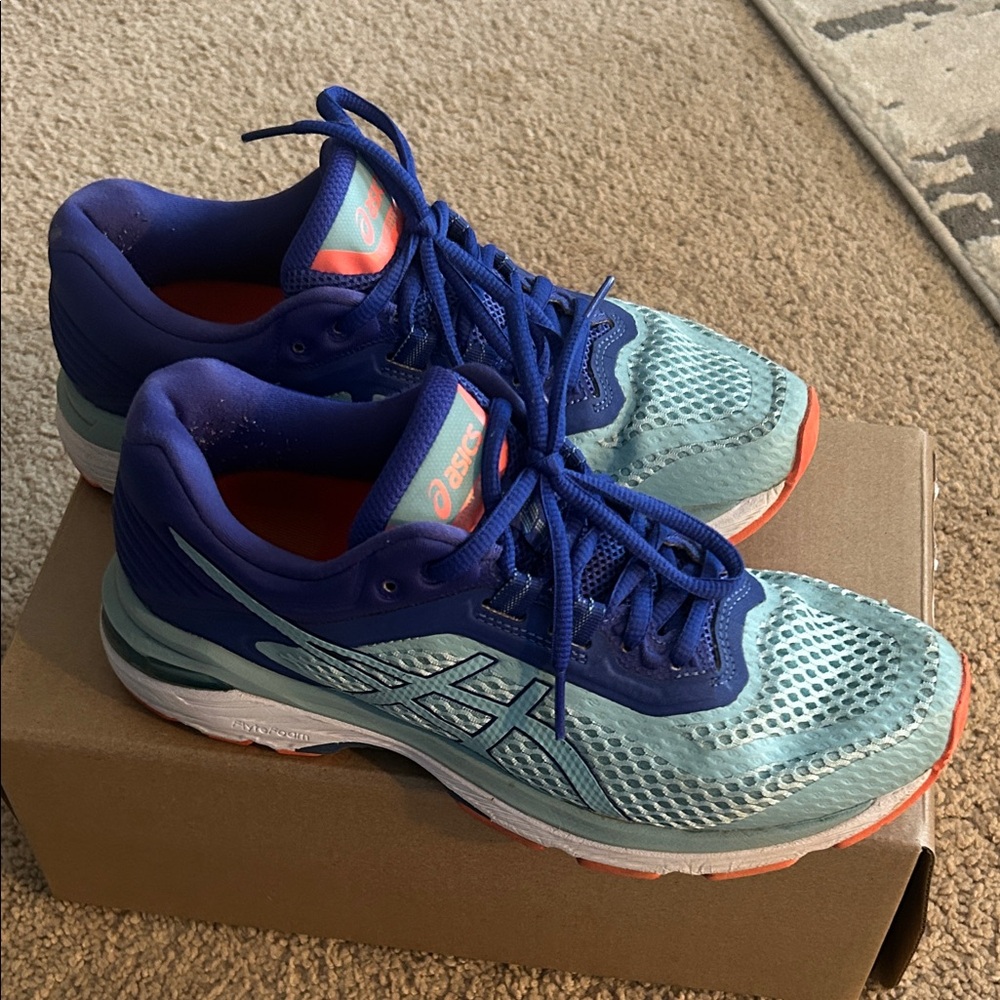 Asics Women's Blue and Teal Fly to Foam Running Shoes